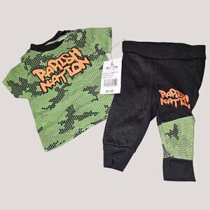Parish Nation Baby Boys 2-Piece Outfit Set Camo Green/Black 6-9M Polyester